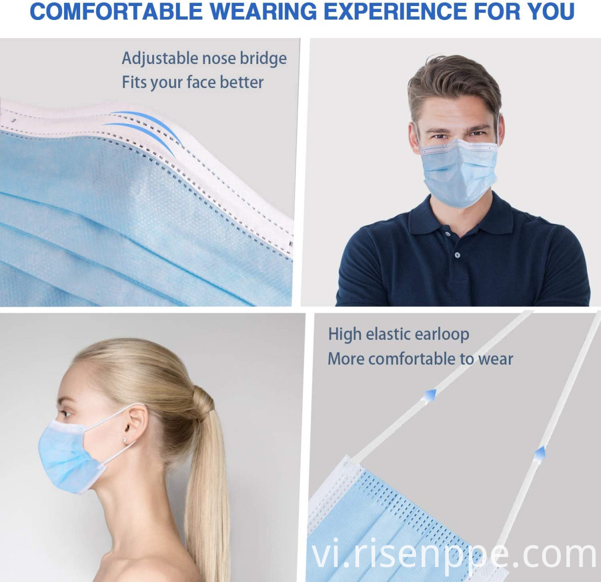 Khẩu trang đeo tai không dệt 3-PLY dùng một lần cho trẻ em và người lớn Disposable 3-PLY Non-woven Earloop Face Respirator for Children and Adults